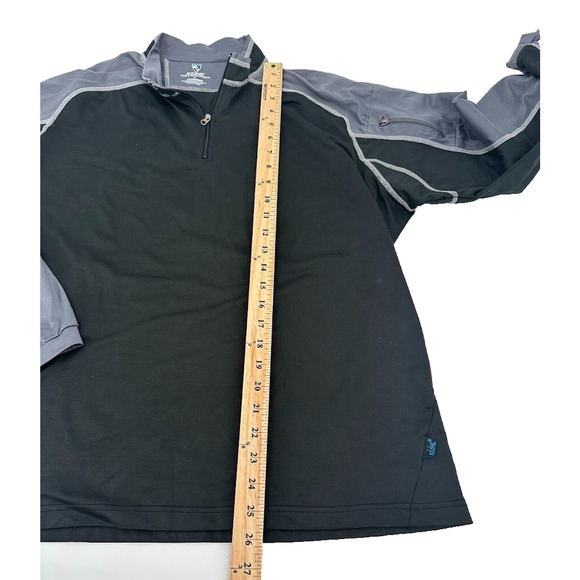 Kuhl Revel Sweater 1/4 Zip Black Gray Pullover Fleece Men's XL Jacket Hiking - Picture 4 of 6